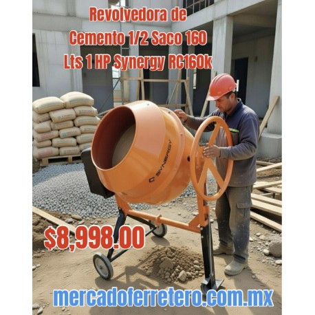 Revolvedora de Cemento Electrica Synergy 1 hp 160 lts 1/2 saco