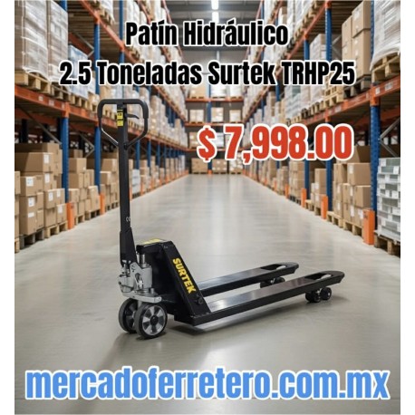 Patín Hidráulico con Ruedas Poliuretano 2.5 ton. TRHP25 Surtek